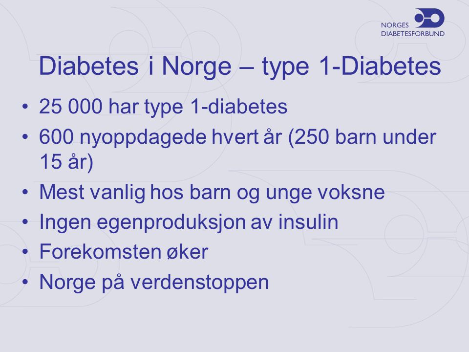 Diabetes i Norge – type 1-Diabetes