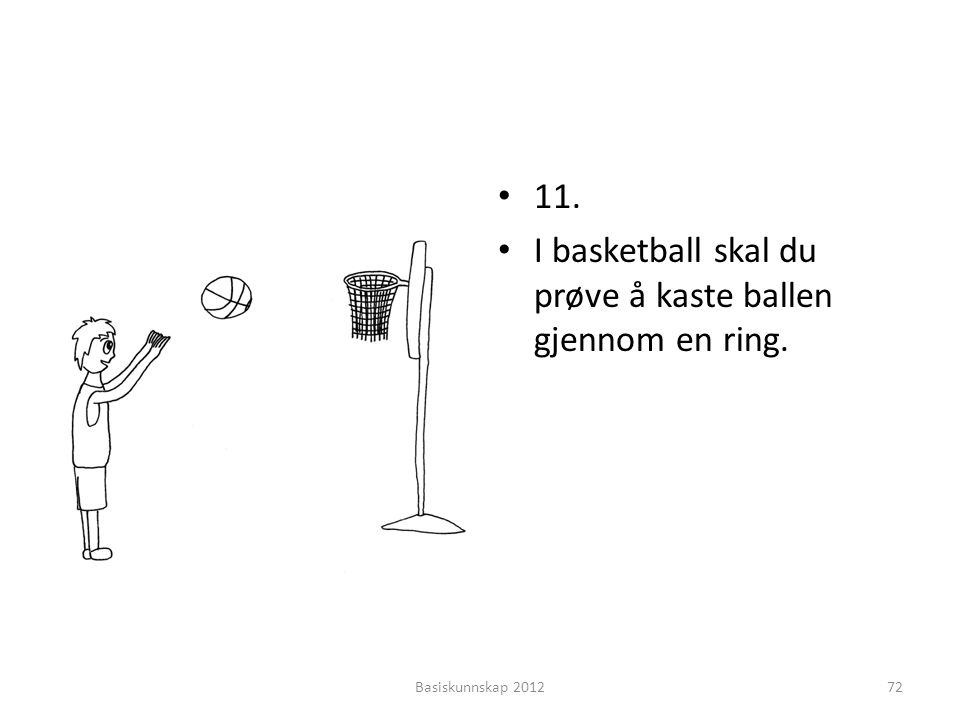 I basketball skal du prøve å kaste ballen gjennom en ring.