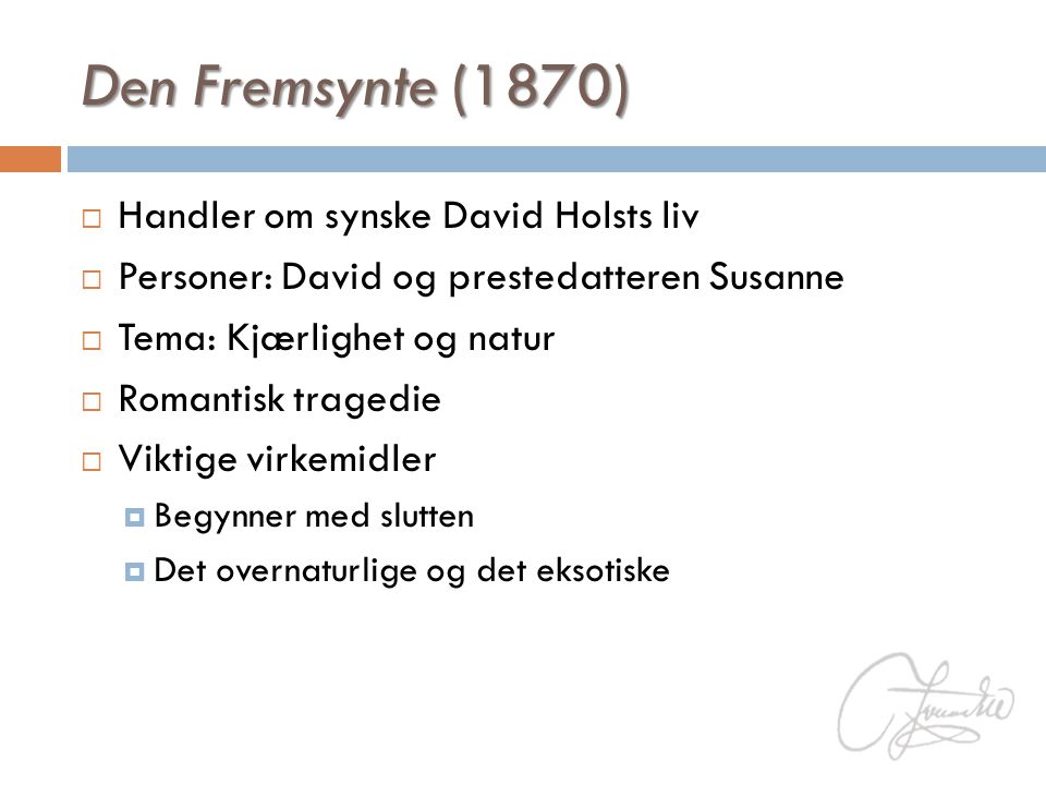 Den Fremsynte (1870) Handler om synske David Holsts liv