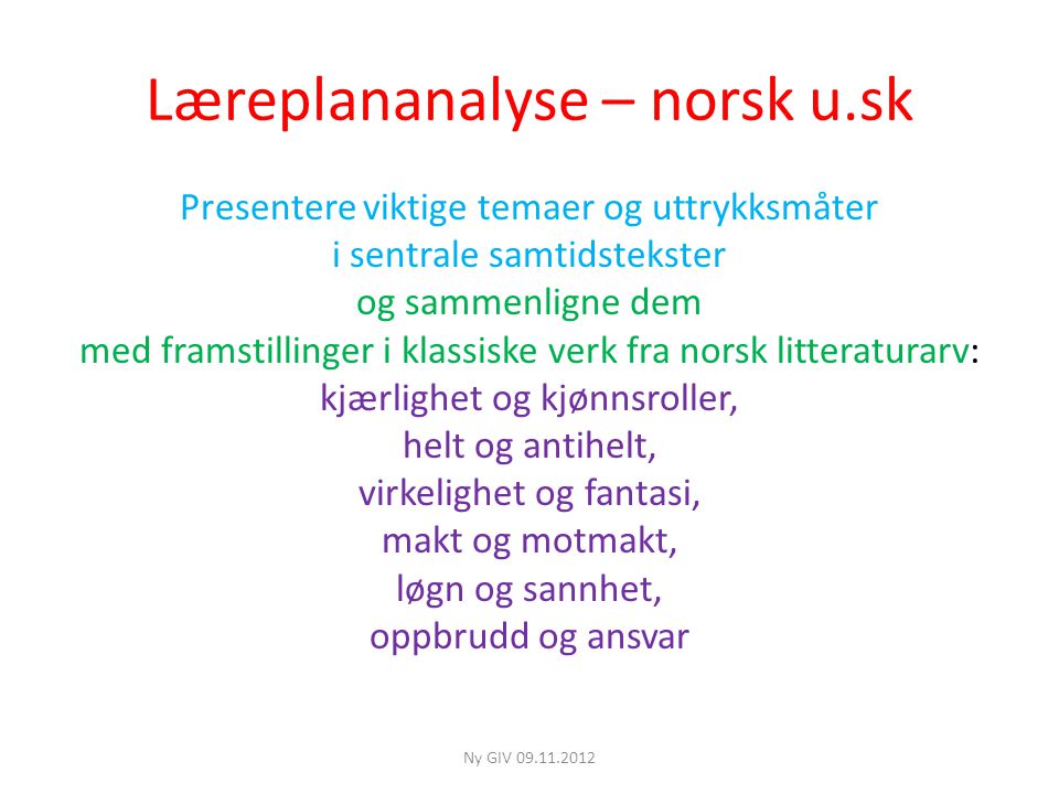 Læreplananalyse – norsk u.sk
