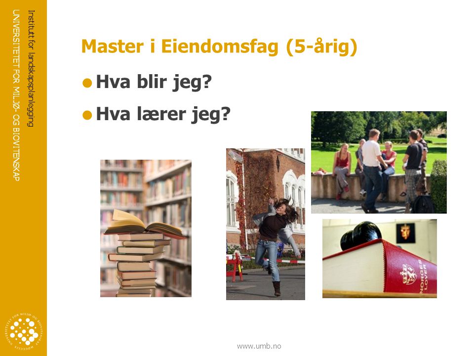 Master i Eiendomsfag (5-årig)