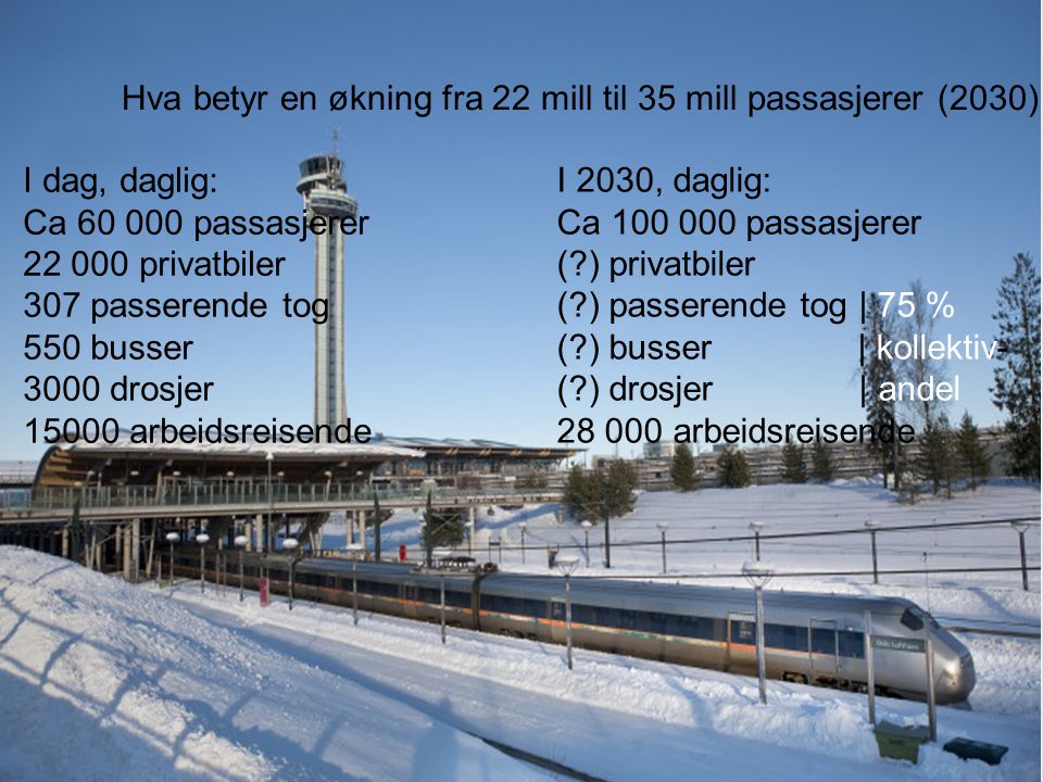 Hva betyr en økning fra 22 mill til 35 mill passasjerer (2030)