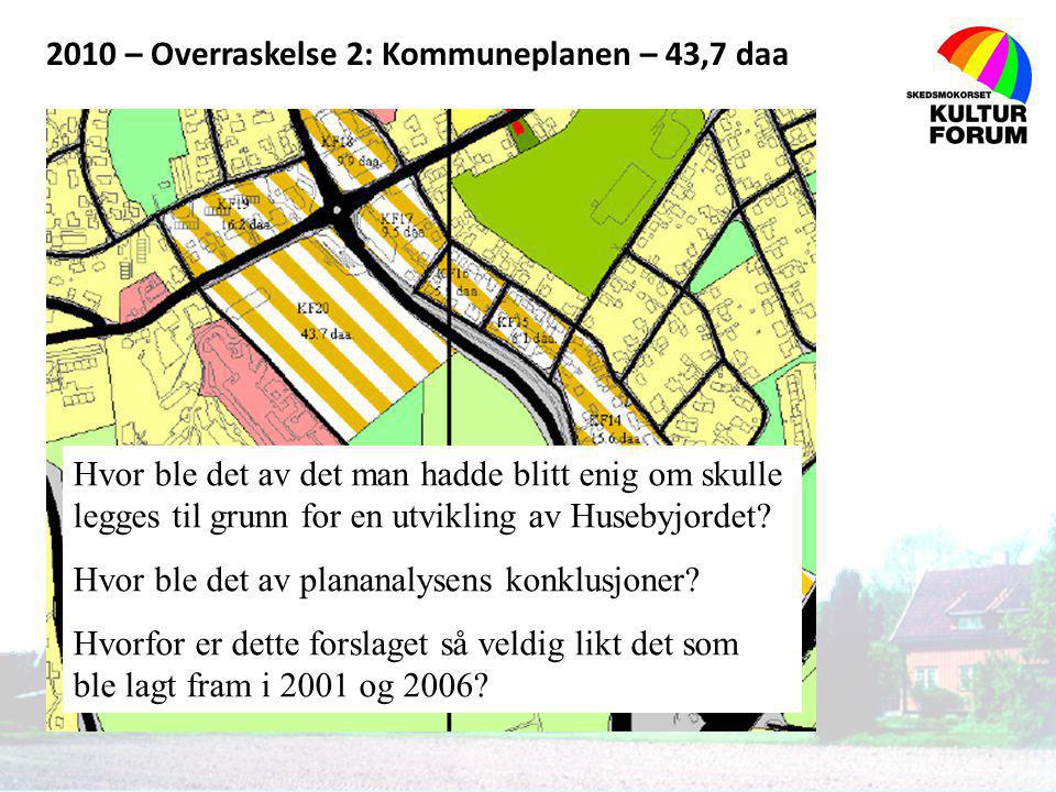 2010 – Overraskelse 2: Kommuneplanen – 43,7 daa