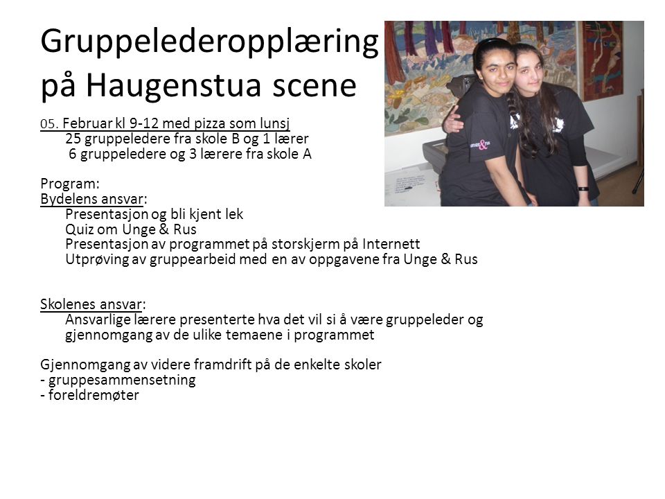 Gruppelederopplæring på Haugenstua scene