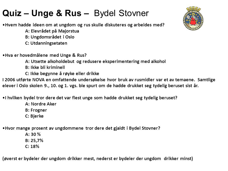 Quiz – Unge & Rus – Bydel Stovner