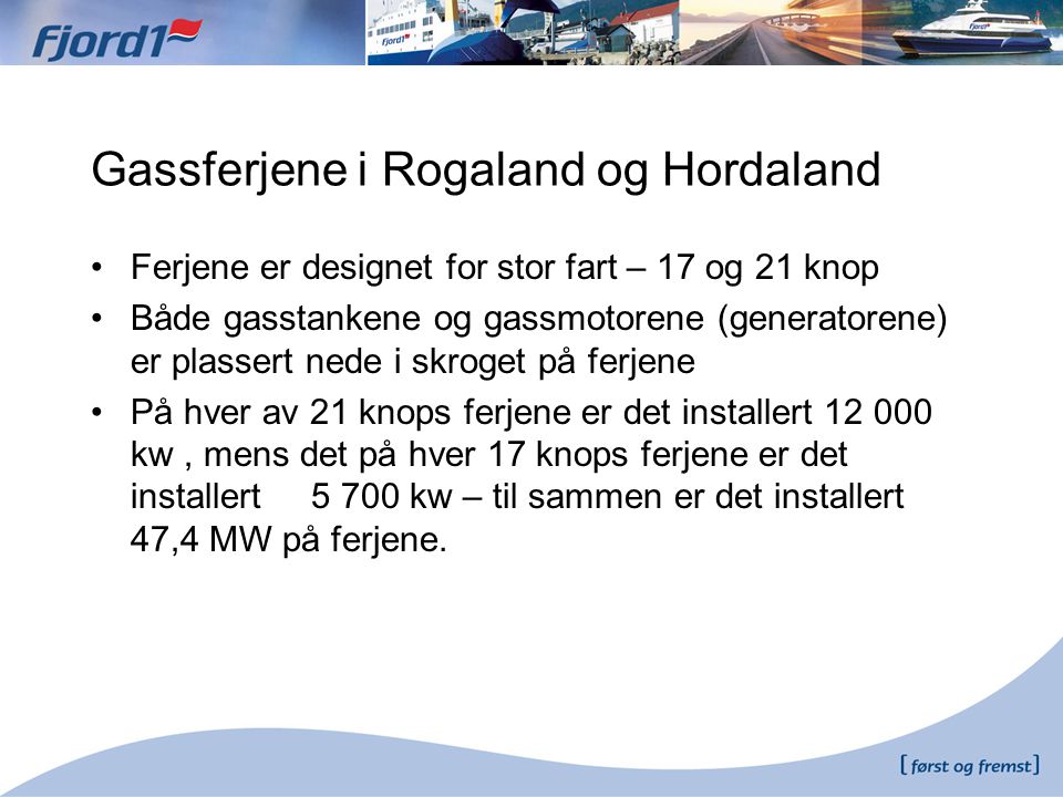 Gassferjene i Rogaland og Hordaland