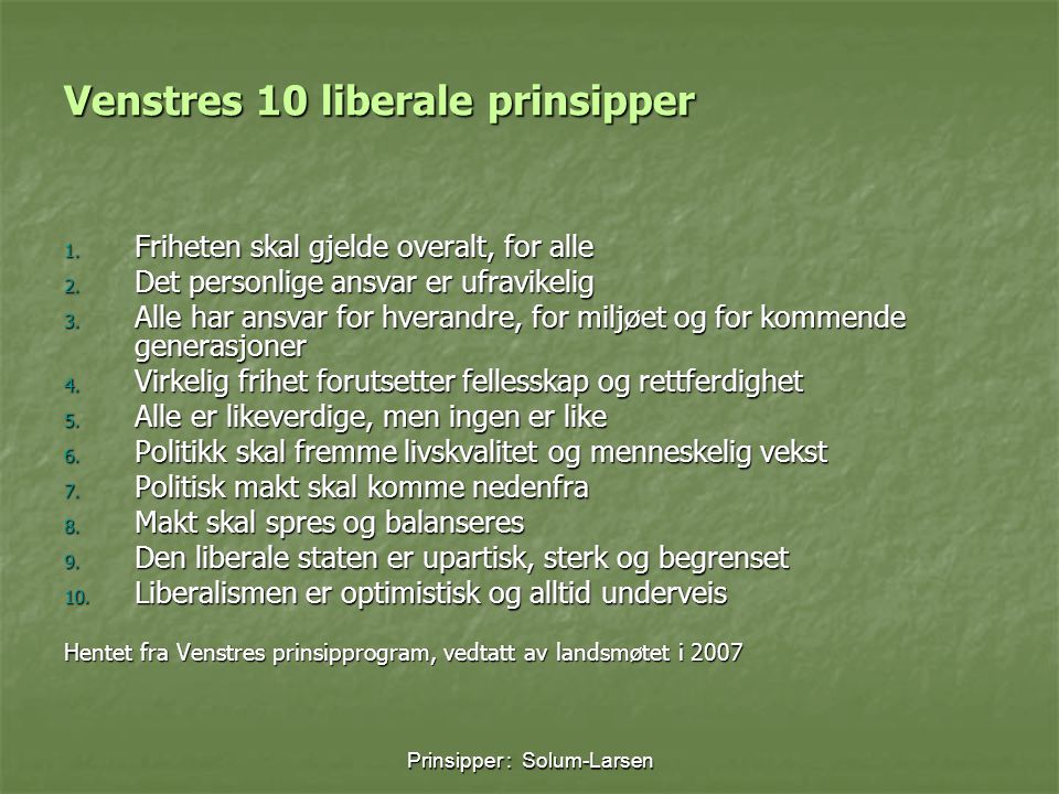 Venstres 10 liberale prinsipper