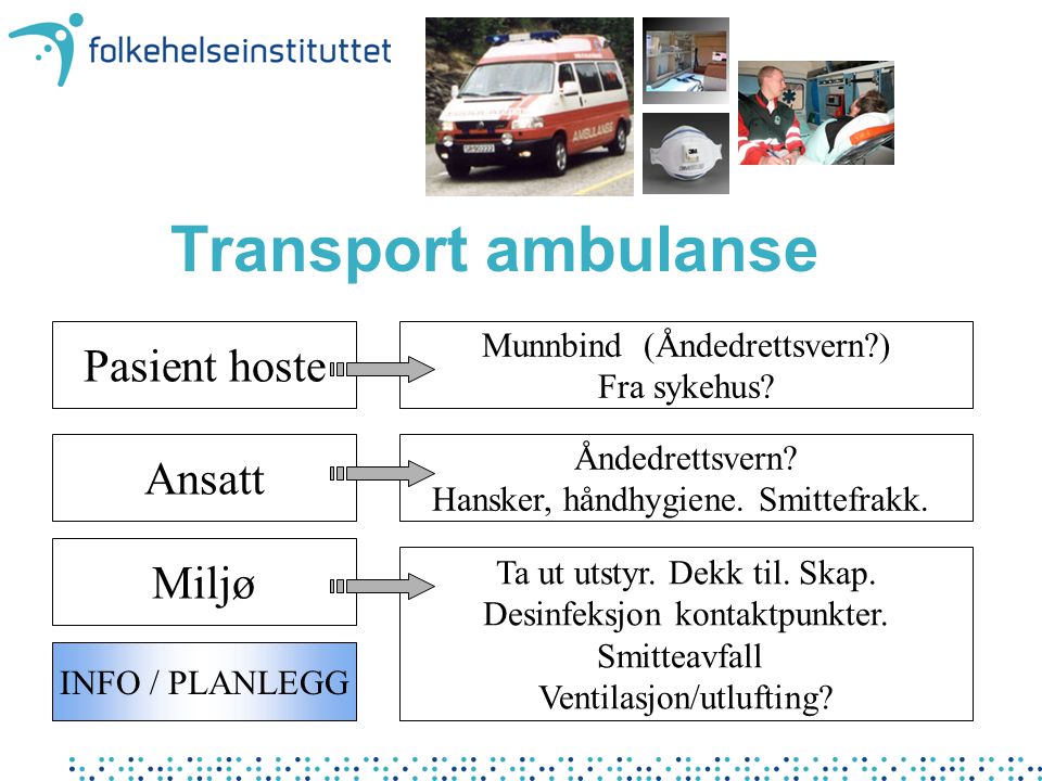 Transport ambulanse Pasient hoste Ansatt Miljø
