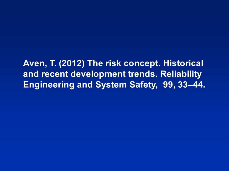 Aven, T. (2012) The risk concept