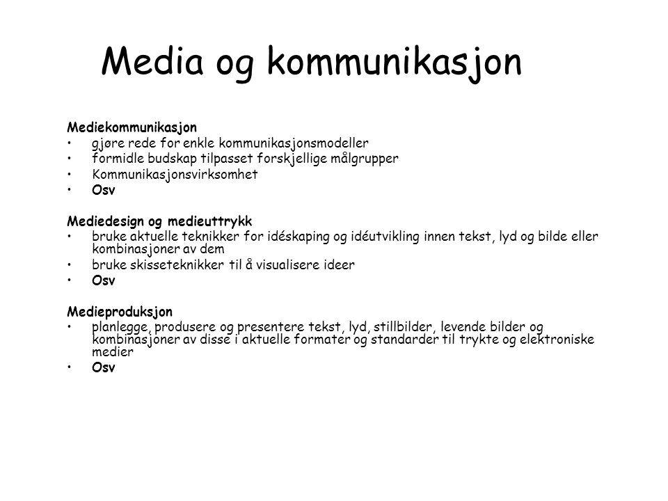 Media og kommunikasjon