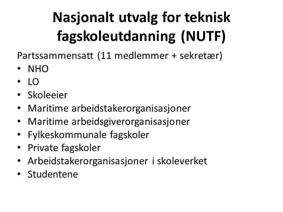 Nasjonalt utvalg for teknisk fagskoleutdanning (NUTF)