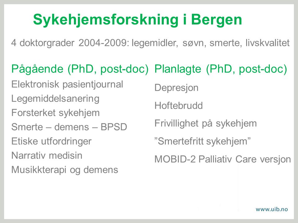 Sykehjemsforskning i Bergen
