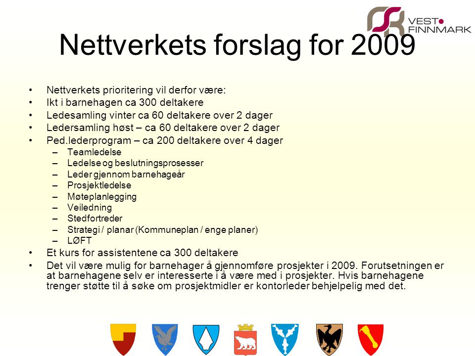Nettverkets forslag for 2009