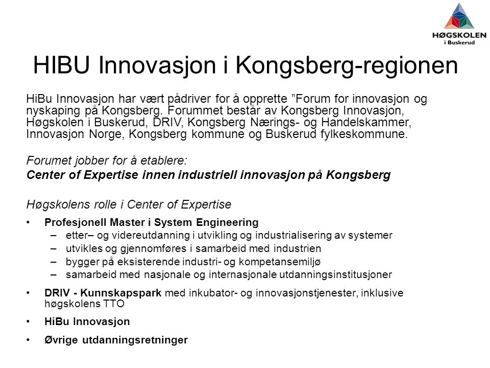 HIBU Innovasjon i Kongsberg-regionen