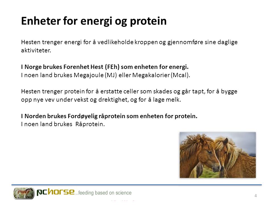 Enheter for energi og protein