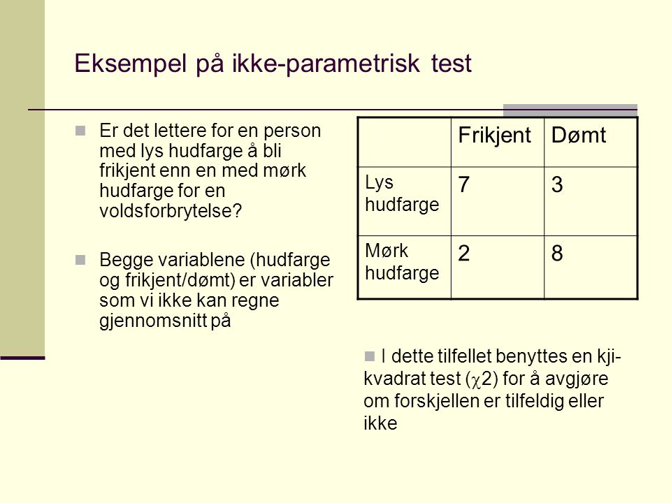 Eksempel på ikke-parametrisk test