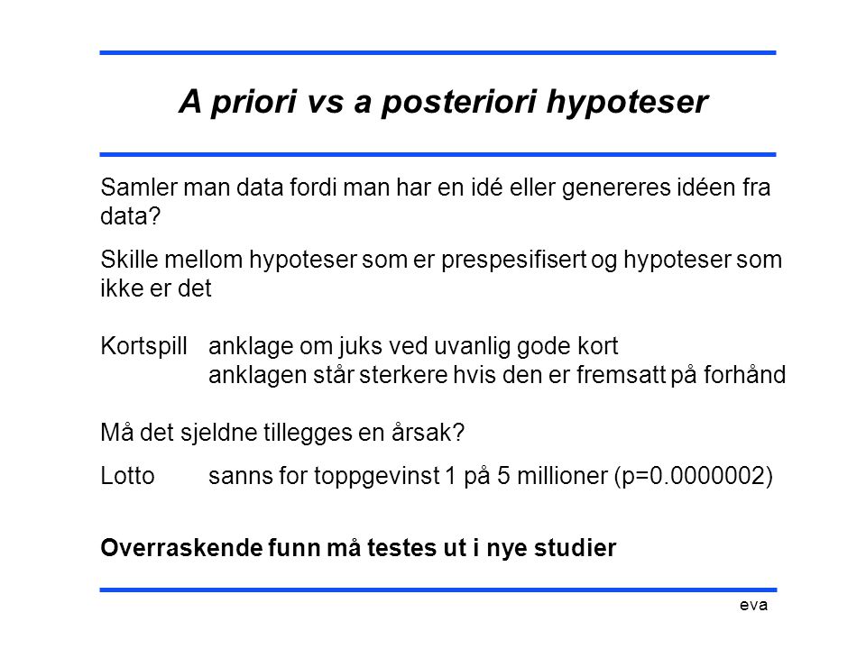 A priori vs a posteriori hypoteser