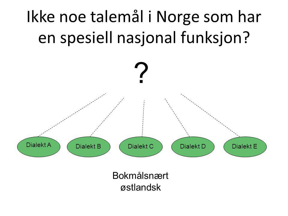 Ikke noe talemål i Norge som har en spesiell nasjonal funksjon