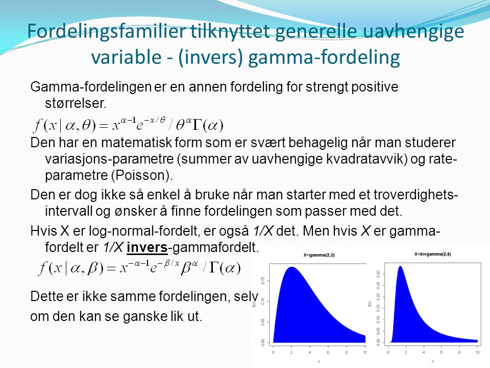 Fordelingsfamilier tilknyttet generelle uavhengige variable - (invers) gamma-fordeling
