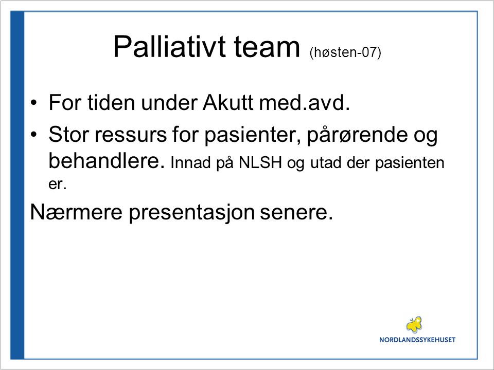 Palliativt team (høsten-07)