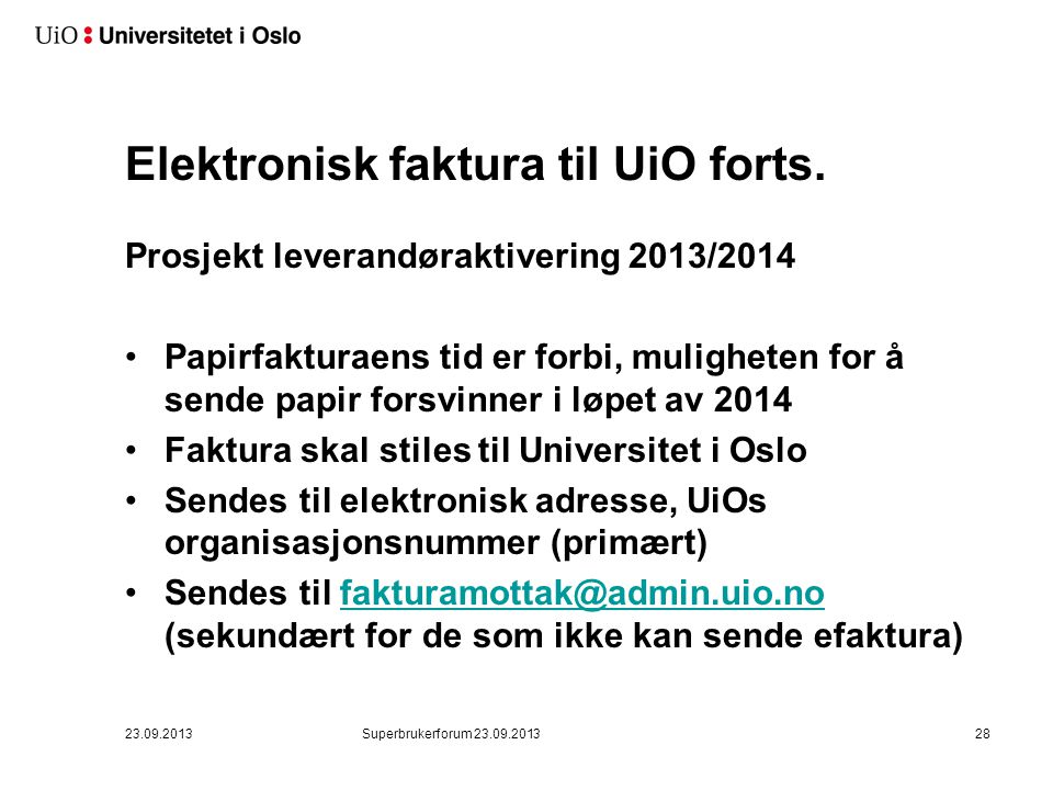 3. Elektronisk faktura til UiO