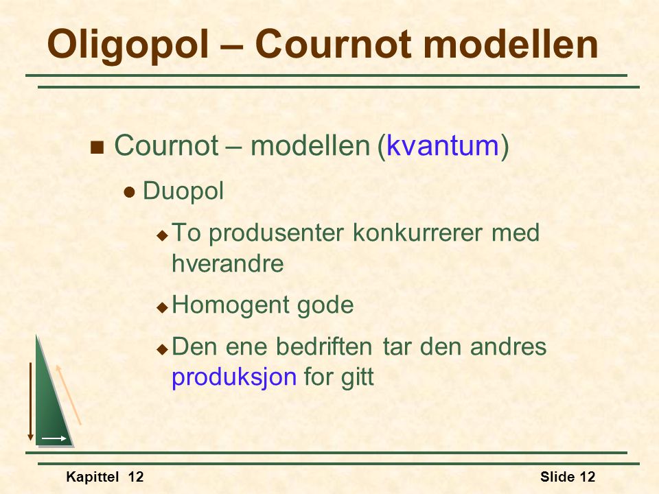 Oligopol – Cournot modellen