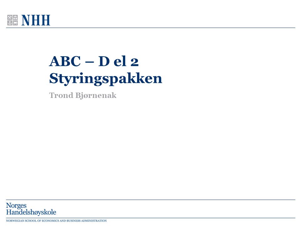 ABC – D el 2 Styringspakken