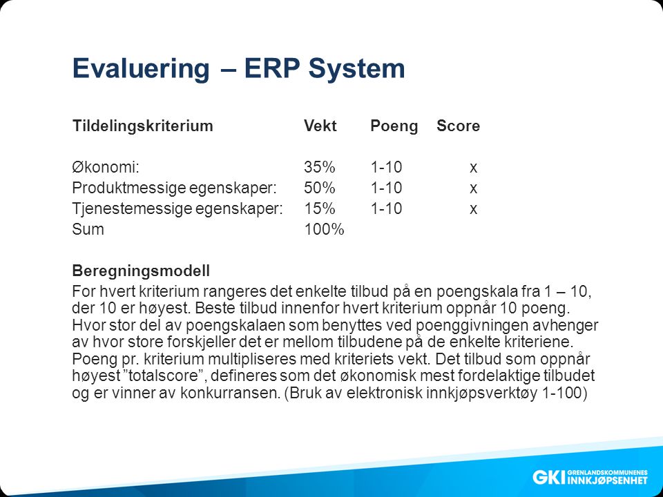 Evaluering – ERP System