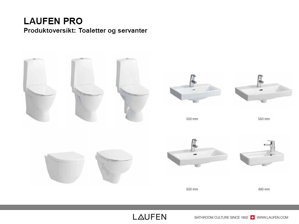 LAUFEN PRO Produktoversikt: Toaletter og servanter