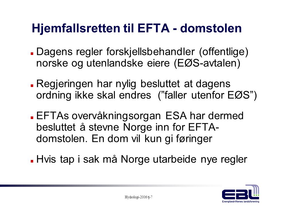 Hjemfallsretten til EFTA - domstolen