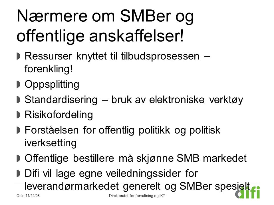 Nærmere om SMBer og offentlige anskaffelser!
