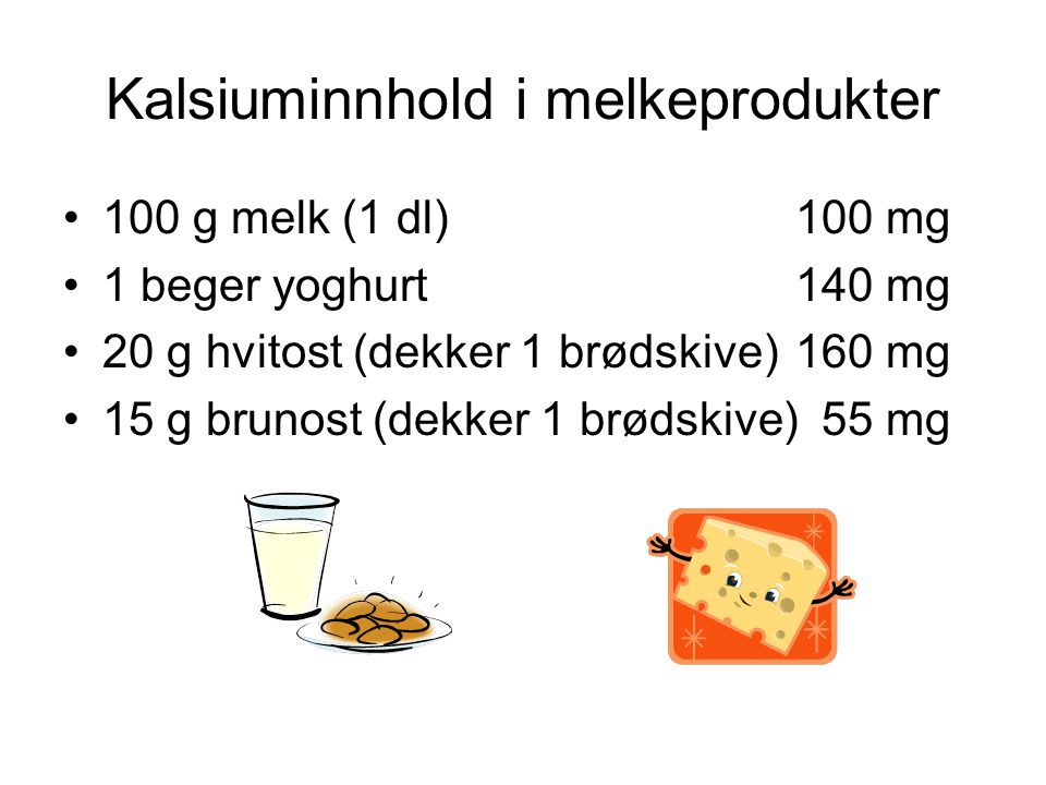 Kalsiuminnhold i melkeprodukter
