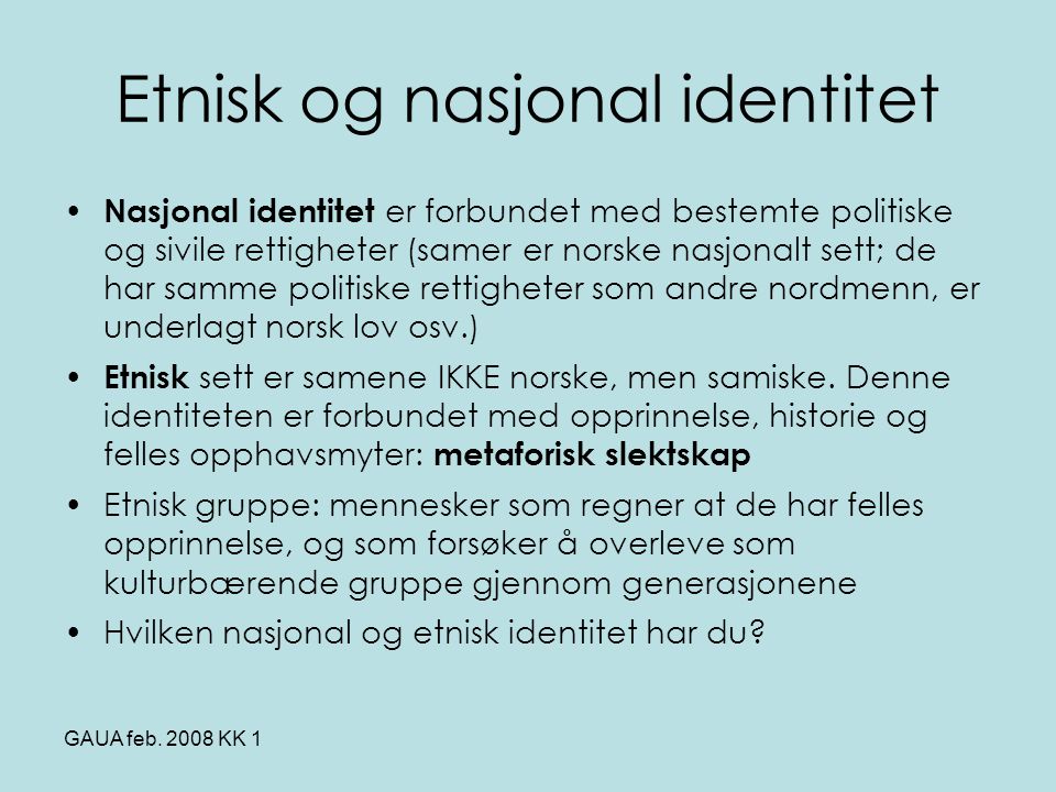 Etnisk og nasjonal identitet