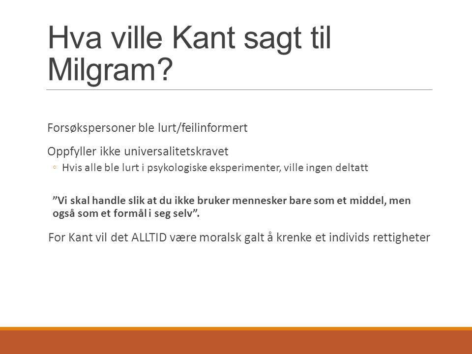 Hva ville Kant sagt til Milgram