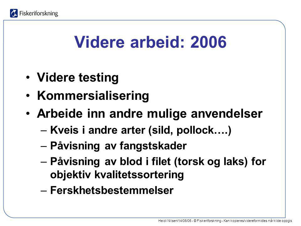 Videre arbeid: 2006 Videre testing Kommersialisering