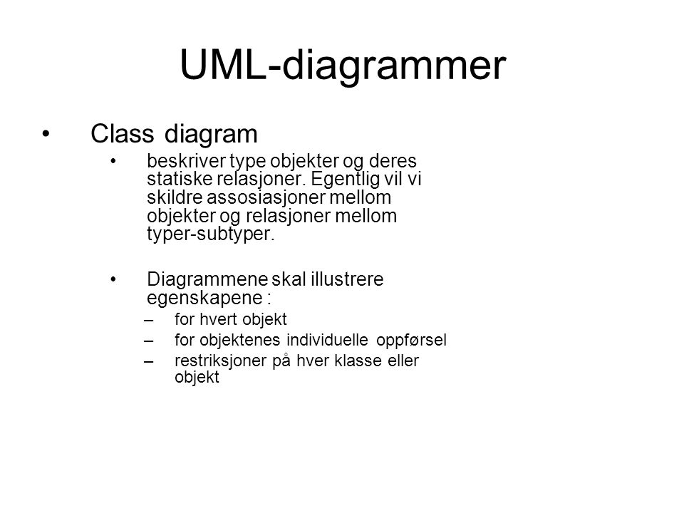 UML-diagrammer Class diagram
