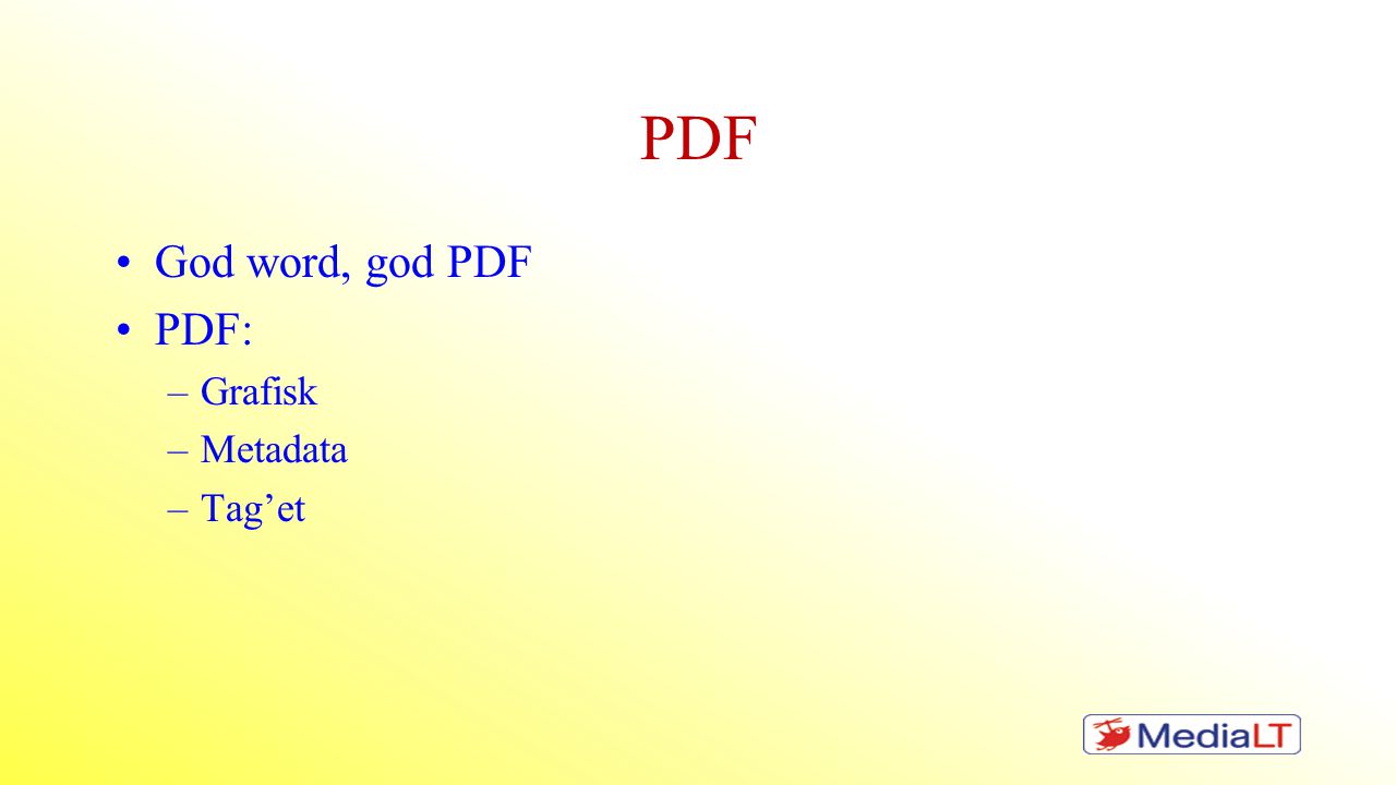 PDF God word, god PDF PDF: Grafisk Metadata Tag’et