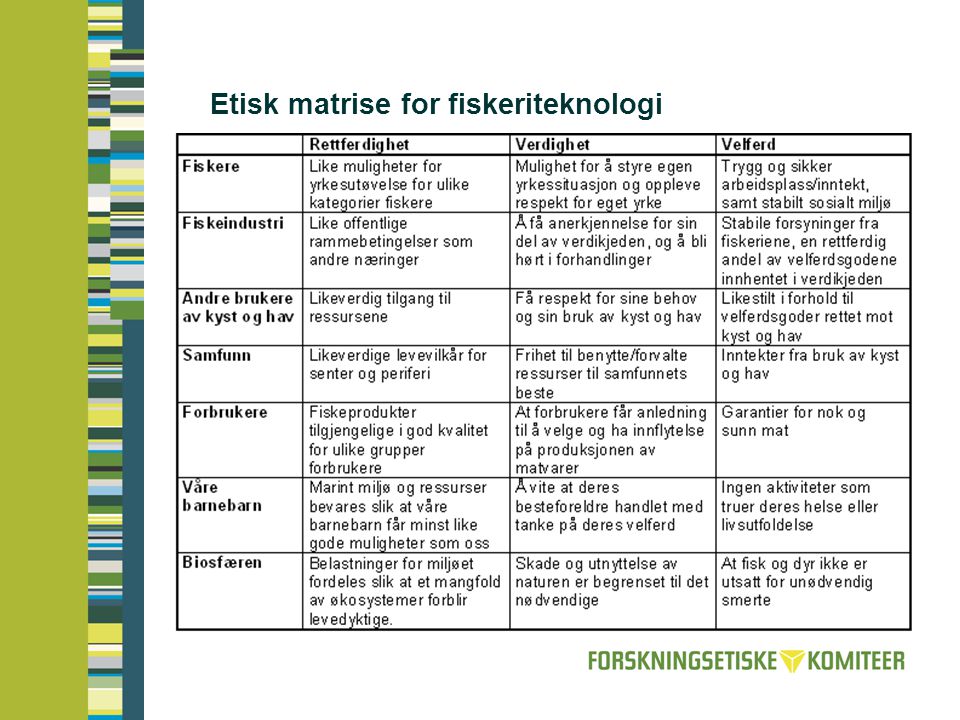 Etisk matrise for fiskeriteknologi