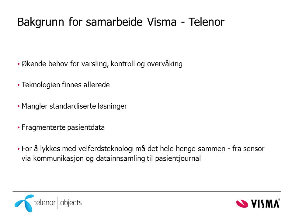Bakgrunn for samarbeide Visma - Telenor