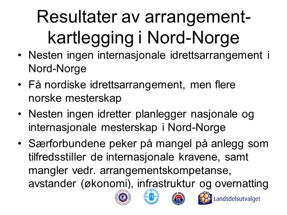 Resultater av arrangement-kartlegging i Nord-Norge