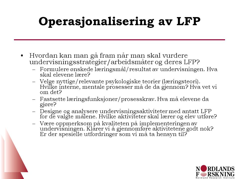Operasjonalisering av LFP