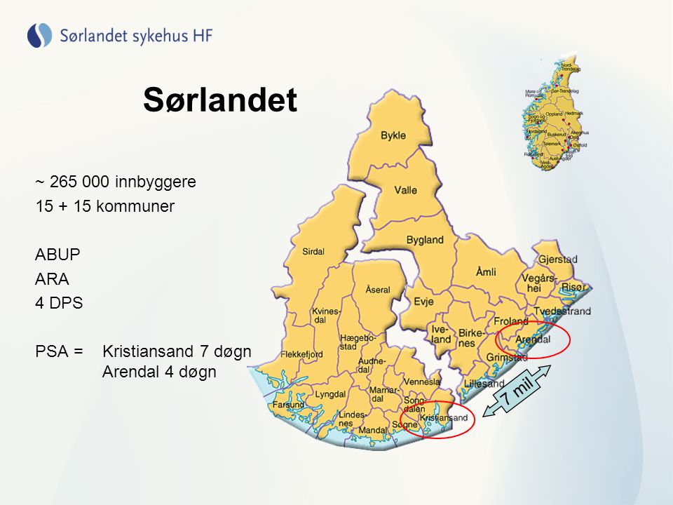 Sørlandet ~ innbyggere kommuner ABUP ARA 4 DPS