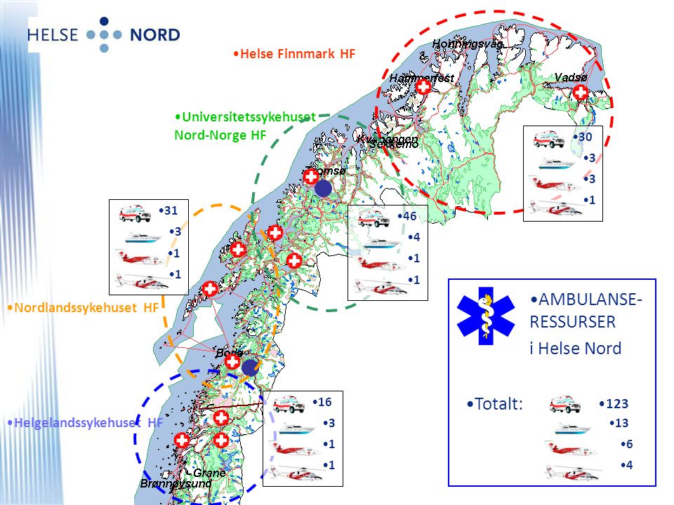 AMBULANSE-RESSURSER i Helse Nord Totalt: Helse Finnmark HF