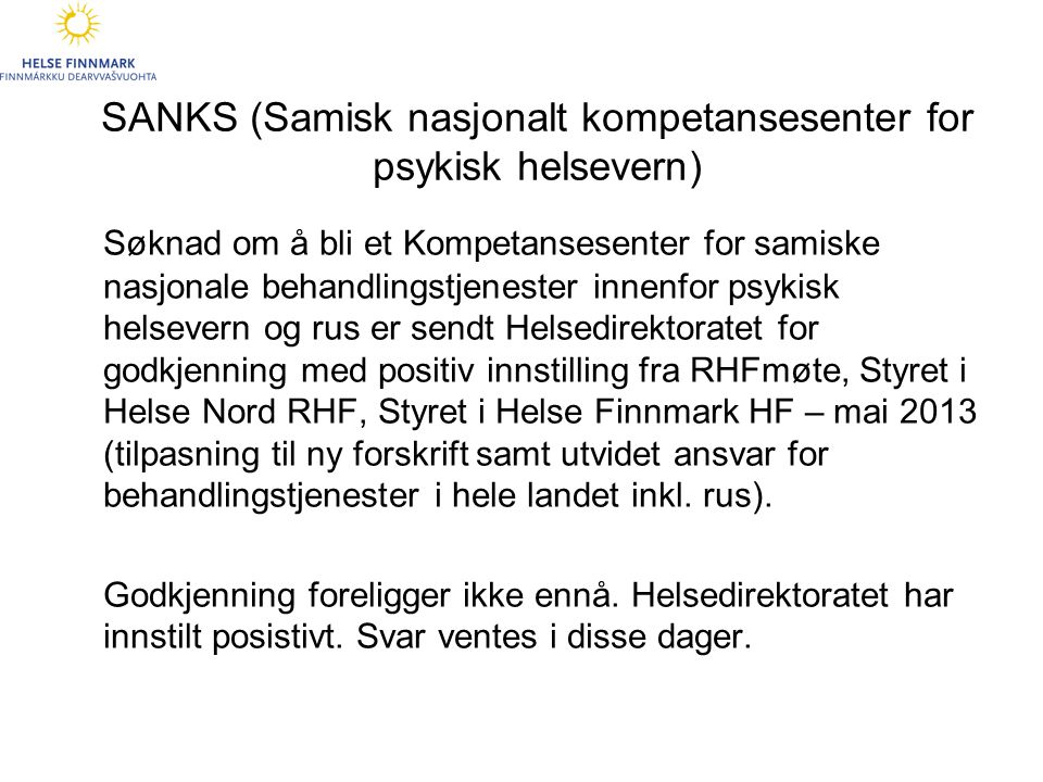 SANKS (Samisk nasjonalt kompetansesenter for psykisk helsevern)