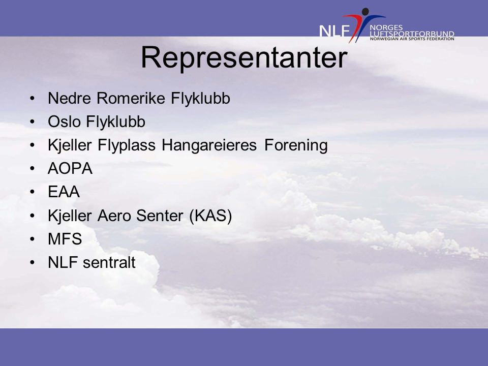 Representanter Nedre Romerike Flyklubb Oslo Flyklubb