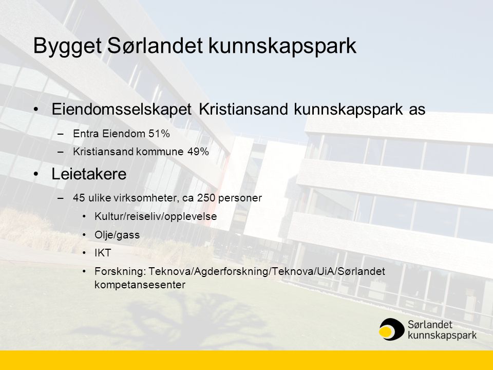 Bygget Sørlandet kunnskapspark