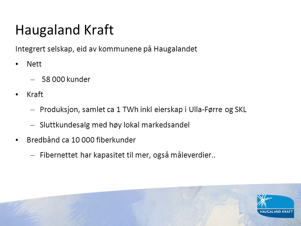 Haugaland Kraft Integrert selskap, eid av kommunene på Haugalandet
