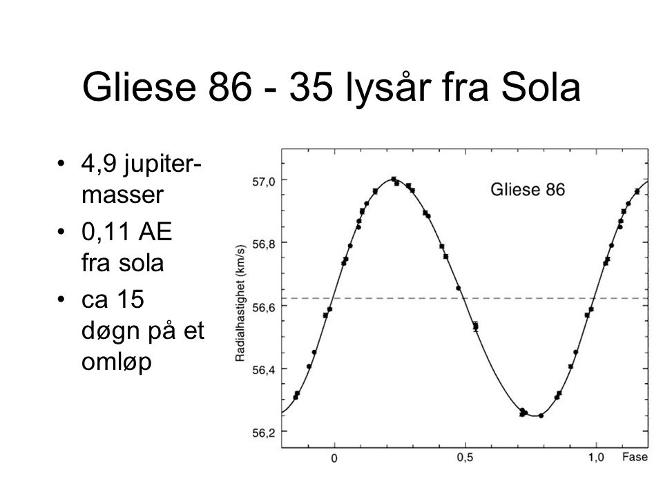 Gliese lysår fra Sola 4,9 jupiter-masser 0,11 AE fra sola