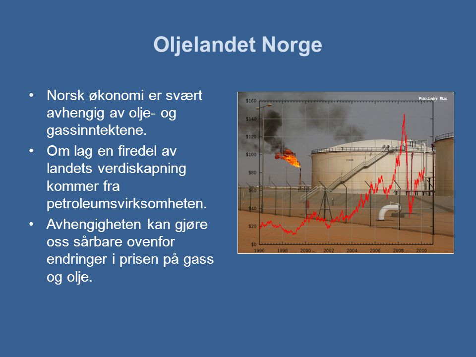 Oljelandet Norge Norsk økonomi er svært avhengig av olje- og gassinntektene.