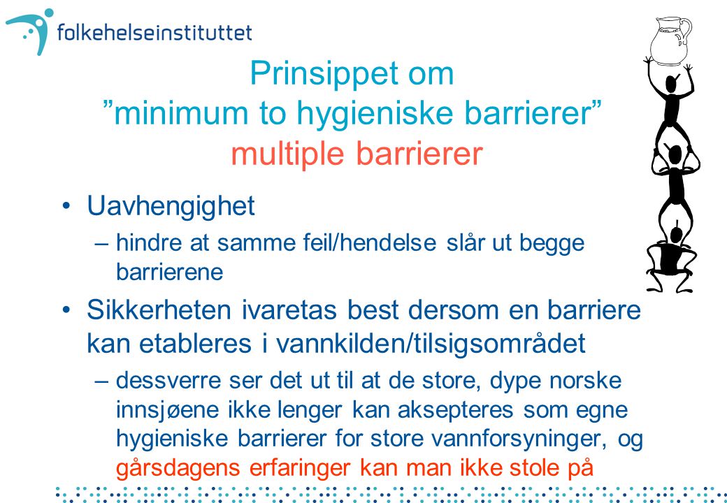 Prinsippet om minimum to hygieniske barrierer multiple barrierer